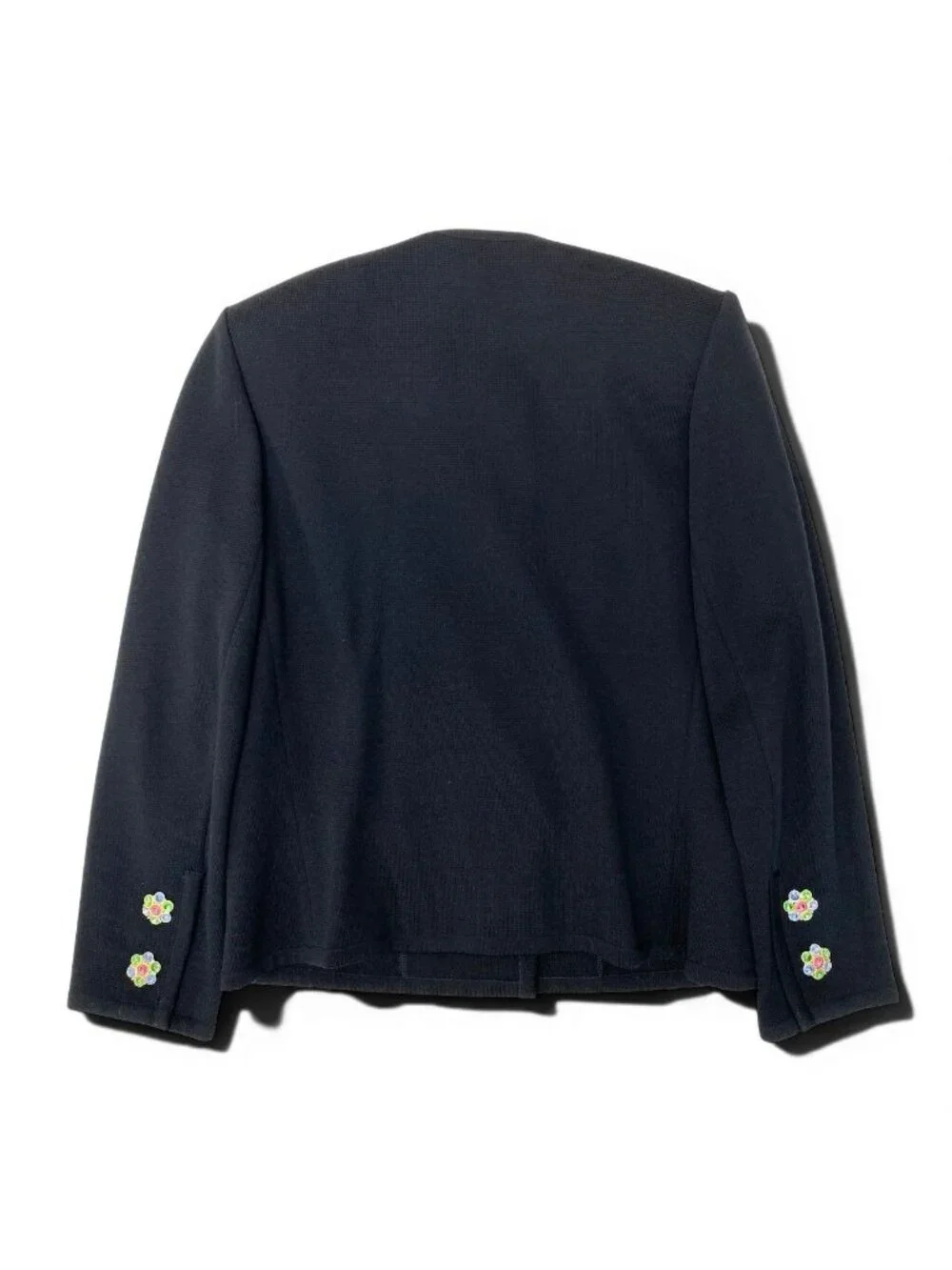 Saint Laurent Bijou Button Collarless Knit Jacket Black Wool